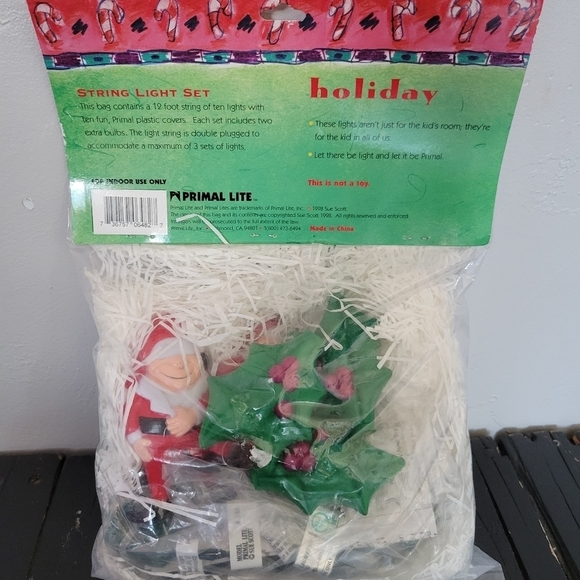 Prima Lite Holiday Vintage Christmas Lights Santa Tree String Sue Scott 1998 Vtg - Picture 4 of 5
